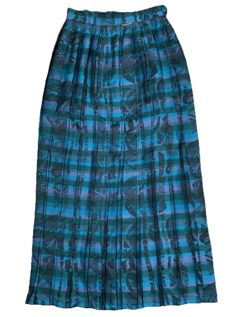 VTG Geiger Skirt Women’s 36 Wool Teal, Violet & Blue Pleated Goth School Girl